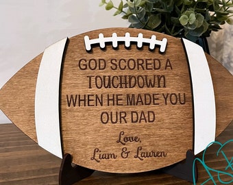Football Dad Gift, God Scored a Touchdown When He Made You Our Dad, Personalized Gift For Dad, Best Dad Ever