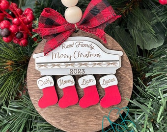 Family Stocking Ornament, 2024 Stocking Ornament, Personalized Family Stocking Ornament