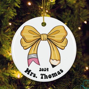Teacher Ornament, Personalized Gift for Teacher, Ceramic Teacher Ornament, Christmas Gift for Teacher, Custom Ornament for Teacher