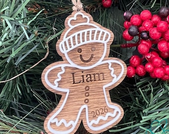 Personalized Gingerbread Ornament, Kid Ornaments, Custom Ornament, Wood Ornament, Gift tag