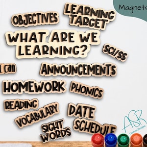 Custom Teacher Whiteboard Magnets, Wooden Magnets, Back to School Teacher Item, Reusable Whiteboard magnets, Agenda magnets, Subject magne