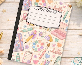 Personalized Composition Notebook Cover, Peel & Stick Composition Book Cover, Pretty Composition Notebook, Matte or Glossy Vinyl Stickers