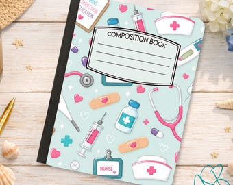 Personalized Nurse Composition Notebook Cover, Peel & Stick Composition Book Cover, Pretty Composition Notebook, Matte Vinyl Stickers