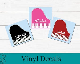 Personalized Piano Decal, Gift for Piano Player, Music Lover, Piano Teacher Gift, Car Decal, Water Bottle Decal, Laptop Decal