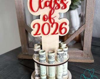 Graduation Money Holder, Class of 2026 Wood Acrylic Display, Grad Party Decor