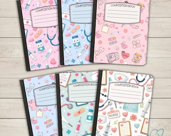 Personalized Nurse Composition Notebook Cover, Peel & Stick Composition Book Cover, Pretty Composition Notebook, Matte Vinyl Stickers