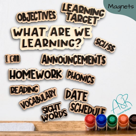 Custom Teacher Whiteboard Magnets, Wooden Magnets, Back to School Teacher Item, Reusable Whiteboard magnets, Agenda magnets, Subject magne