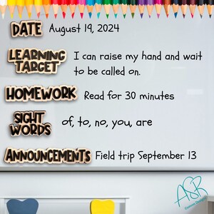 Custom Teacher Whiteboard Magnets, Wooden Magnets, Back to School Teacher Item, Reusable Whiteboard magnets, Agenda magnets, Subject magne image 2