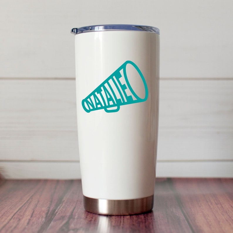Personalized Cheer Megaphone Vinyl Decal Cheerleading Car Etsy