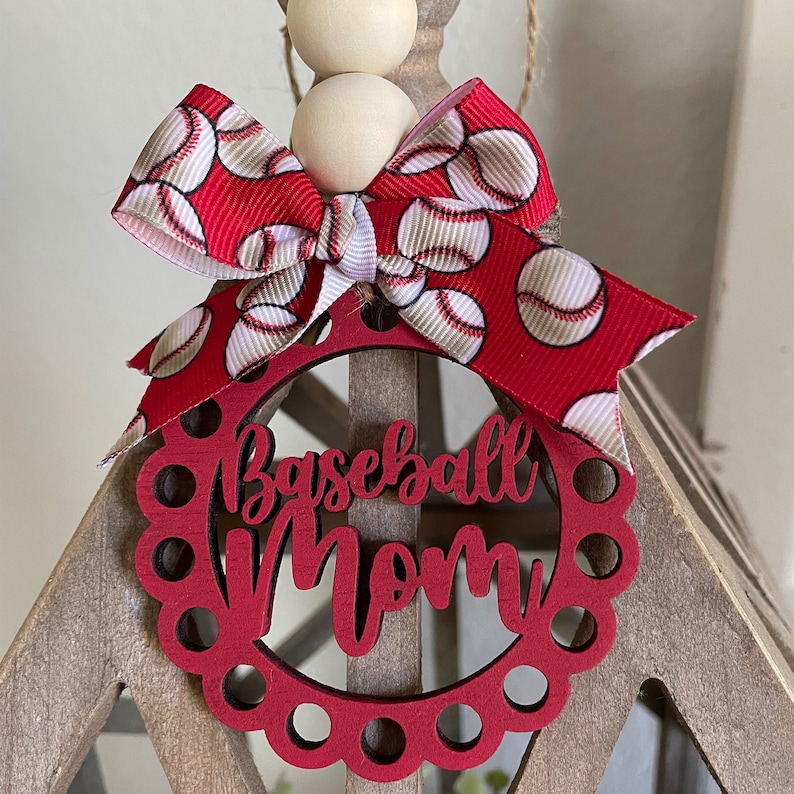 Car Charm Monogram Rear View Mirror Car Decor Baseball Mom Etsy