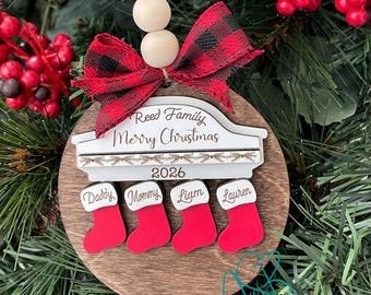 Family Stocking Ornament, 2026 Stocking Ornament, Personalized Family Stocking Ornament
