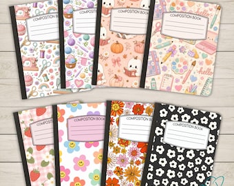 Personalized Composition Notebook Cover, Peel & Stick Composition Book Cover, Pretty Composition Notebook, Matte Vinyl Stickers