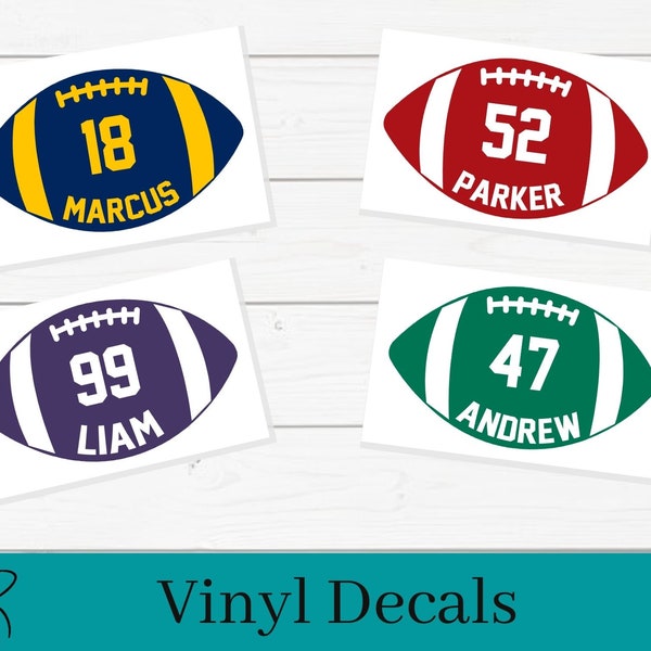 Football with name and number vinyl decal | Car Decal | Cup Decal | Laptop decal