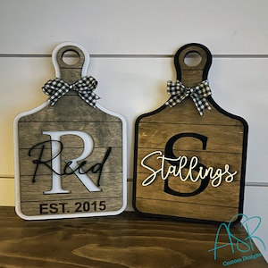 Decorative Cutting Board, Farmhouse Decor, Initial and Last Name, Established Date