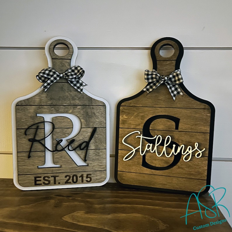 Decorative Cutting Board, Farmhouse Decor, Initial and Last Name, Established Date