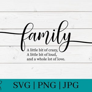 Familie - Ein bisschen verrückte SVG-| PNG-| Cricut-Dateien | Cuttables | Sofortiger Download | Digitale Dateien