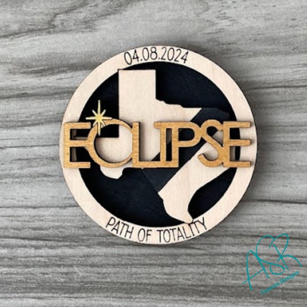 2024 Eclipse Souvenir, Eclipse keepsake, Path of Totality, Texas Eclipse Magnet,  State Eclipse magnet, April 8, 2024 Total Eclipse Ornament