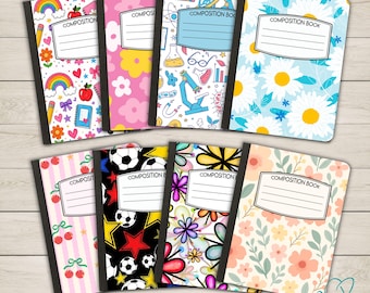 Personalized Composition Notebook Cover, Peel & Stick Composition Book Cover, Pretty Composition Notebook, Matte Vinyl Stickers