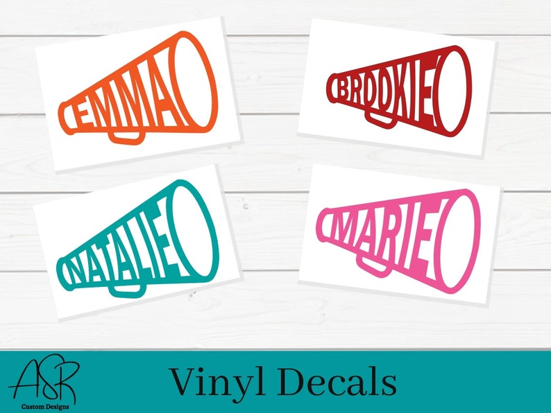 Personalized Cheer Megaphone Vinyl Decal Cheerleading Car Etsy