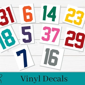 Baseball Helmet vinyl decal, Baseball number decal, Car Decal, Baseball Helmet Sticker, Laptop decal, Water bottle decal, Dugout Bucket