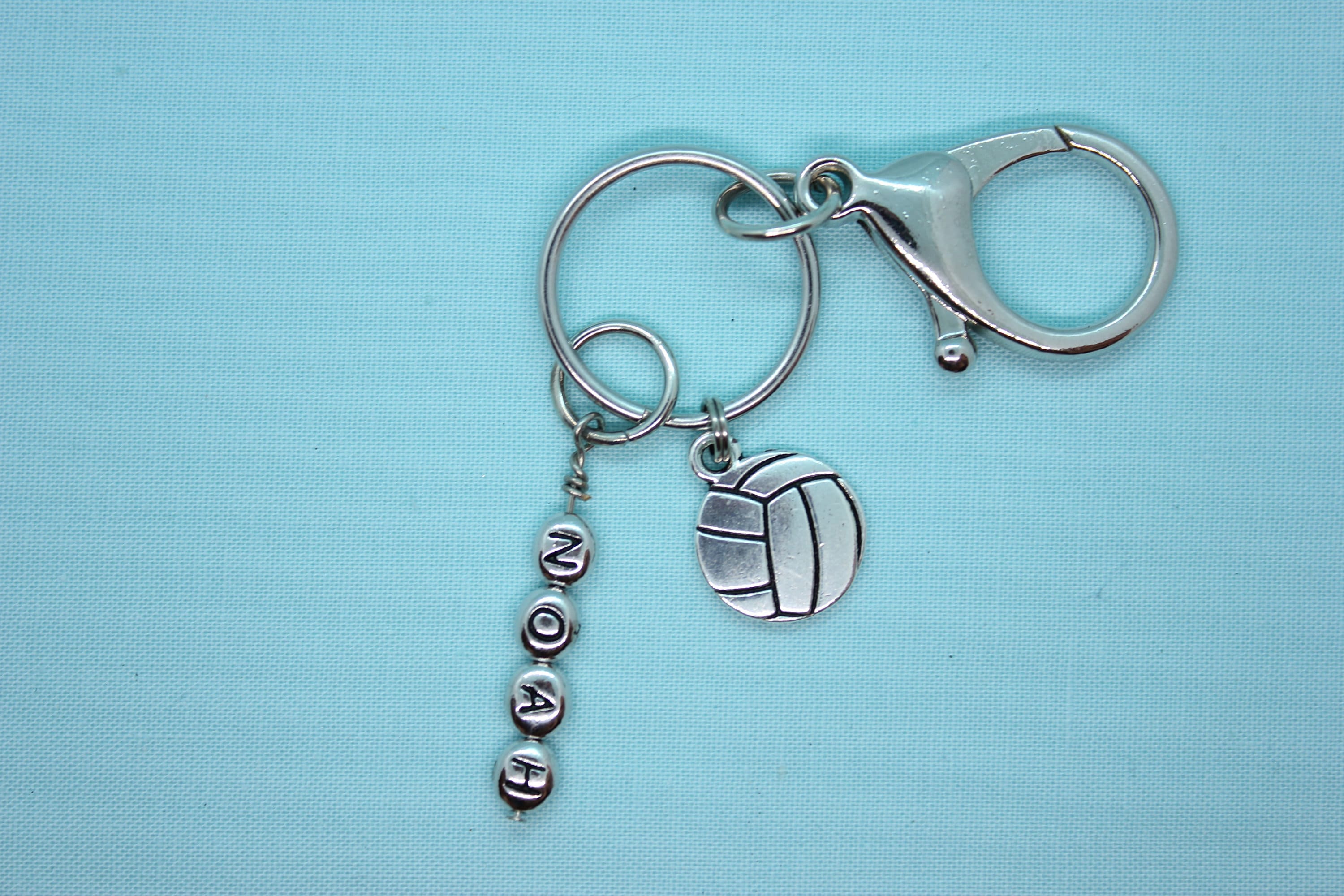 Volleyball Keychain, Stainless Steel Keychain, Volleyball Charm