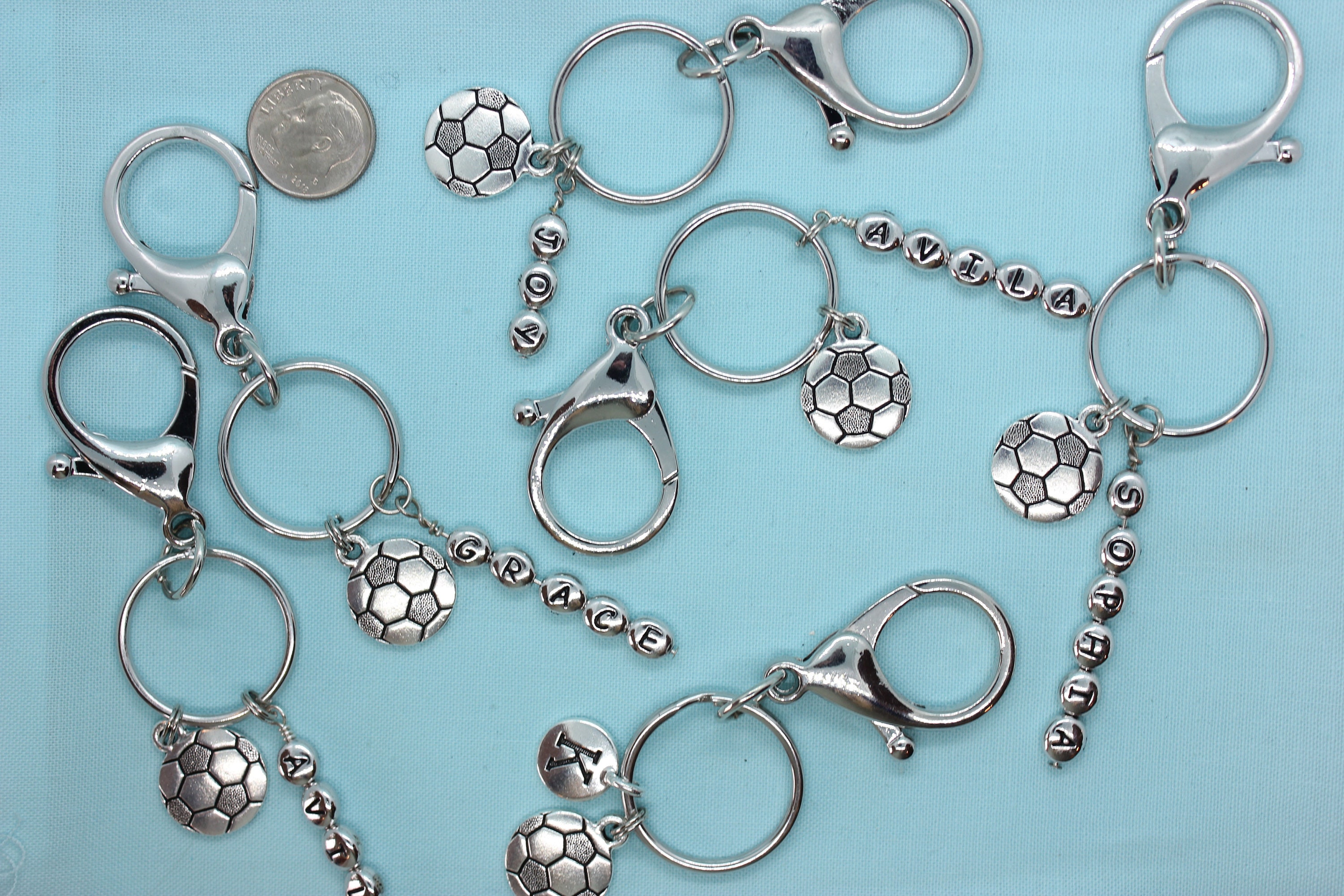 Soccer Coach Gift, Soccer Team Gift, Stainless Steel Soccer Keychain