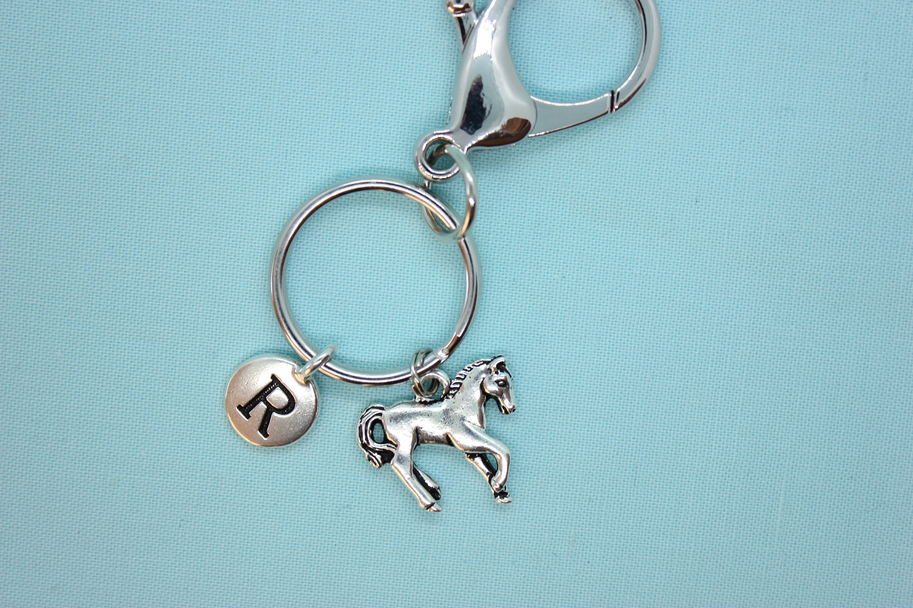 Horse Keychain Personalized, Stainless Steel Key Ring Custom, Western