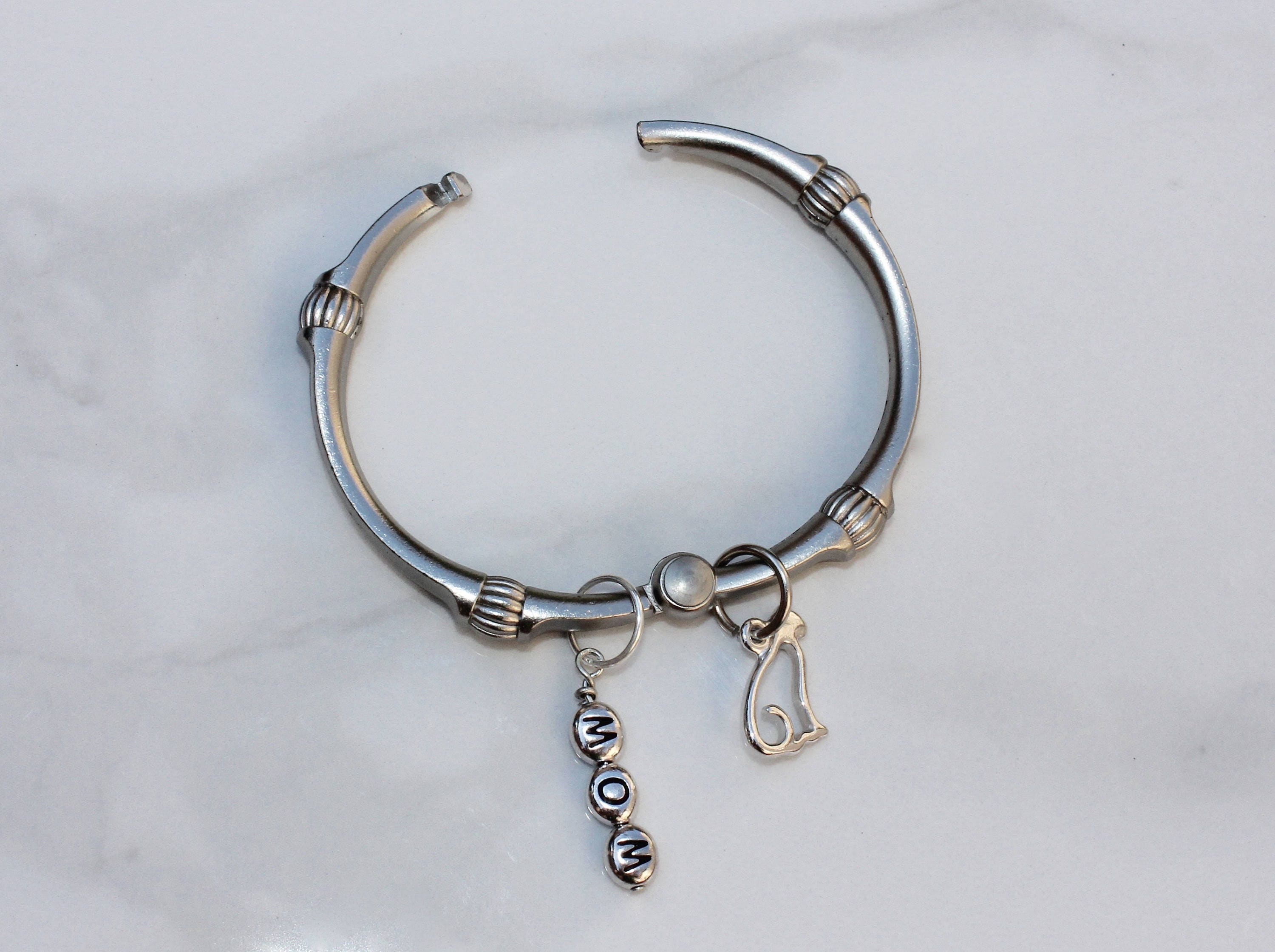 Cat Towel Organizer, Silver Cat Charm, Cat Bathroom Decor, Cat Towel