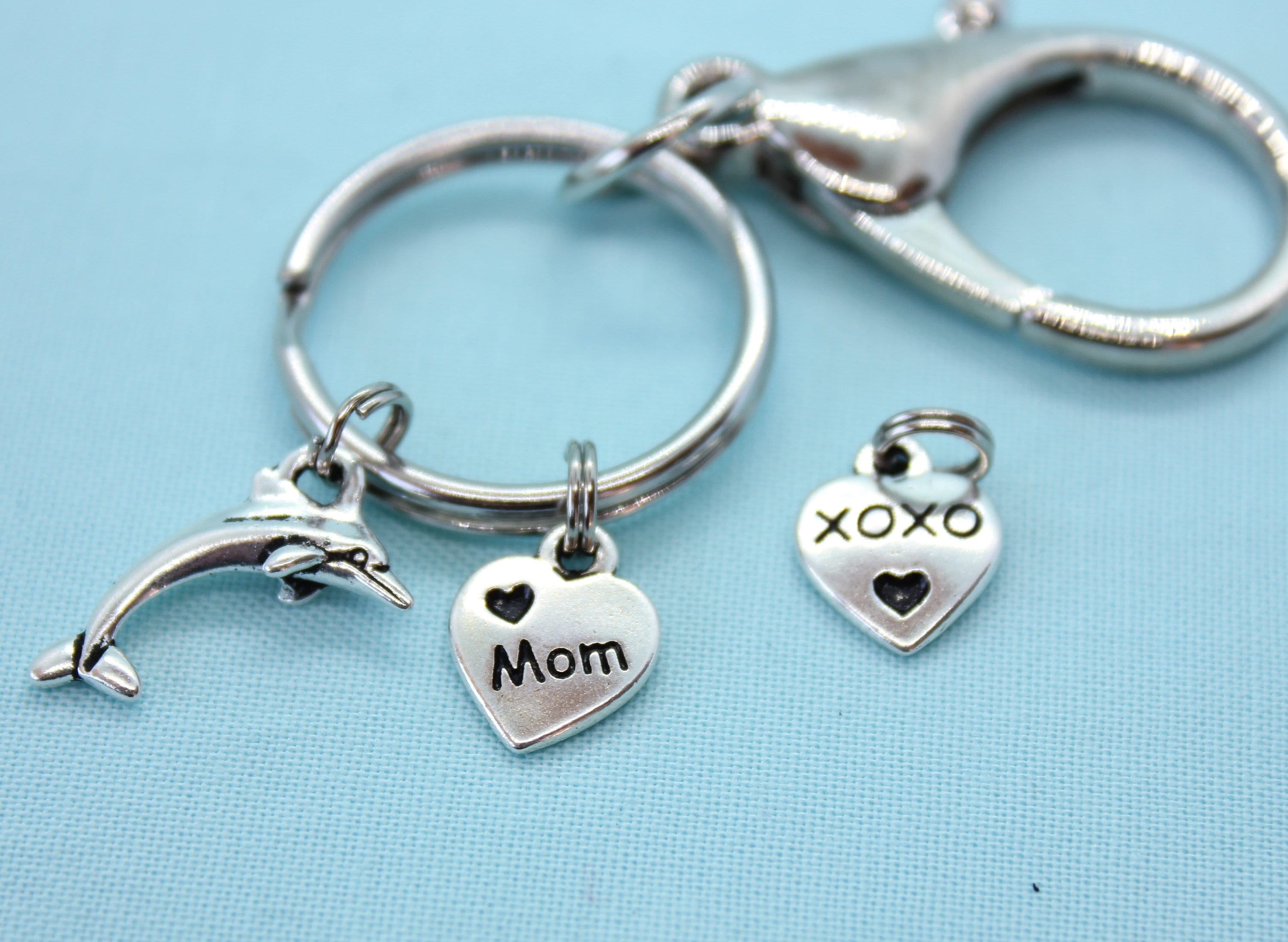 Custom Keychain for Mom, Mother's Day Gift, Heart Charm, Gift for Mom