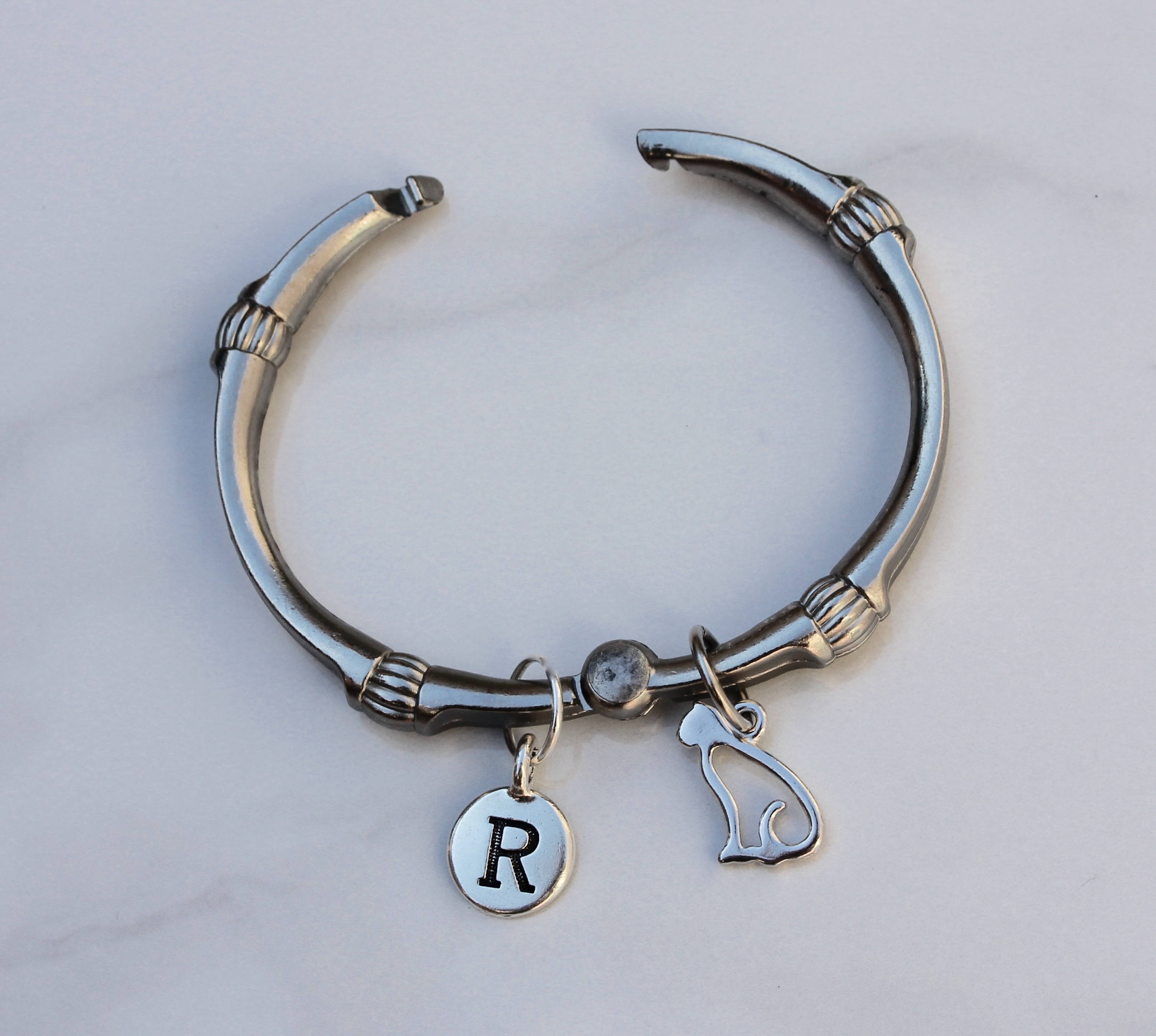 Cat Towel Organizer, Silver Cat Charm, Cat Bathroom Decor, Cat Towel