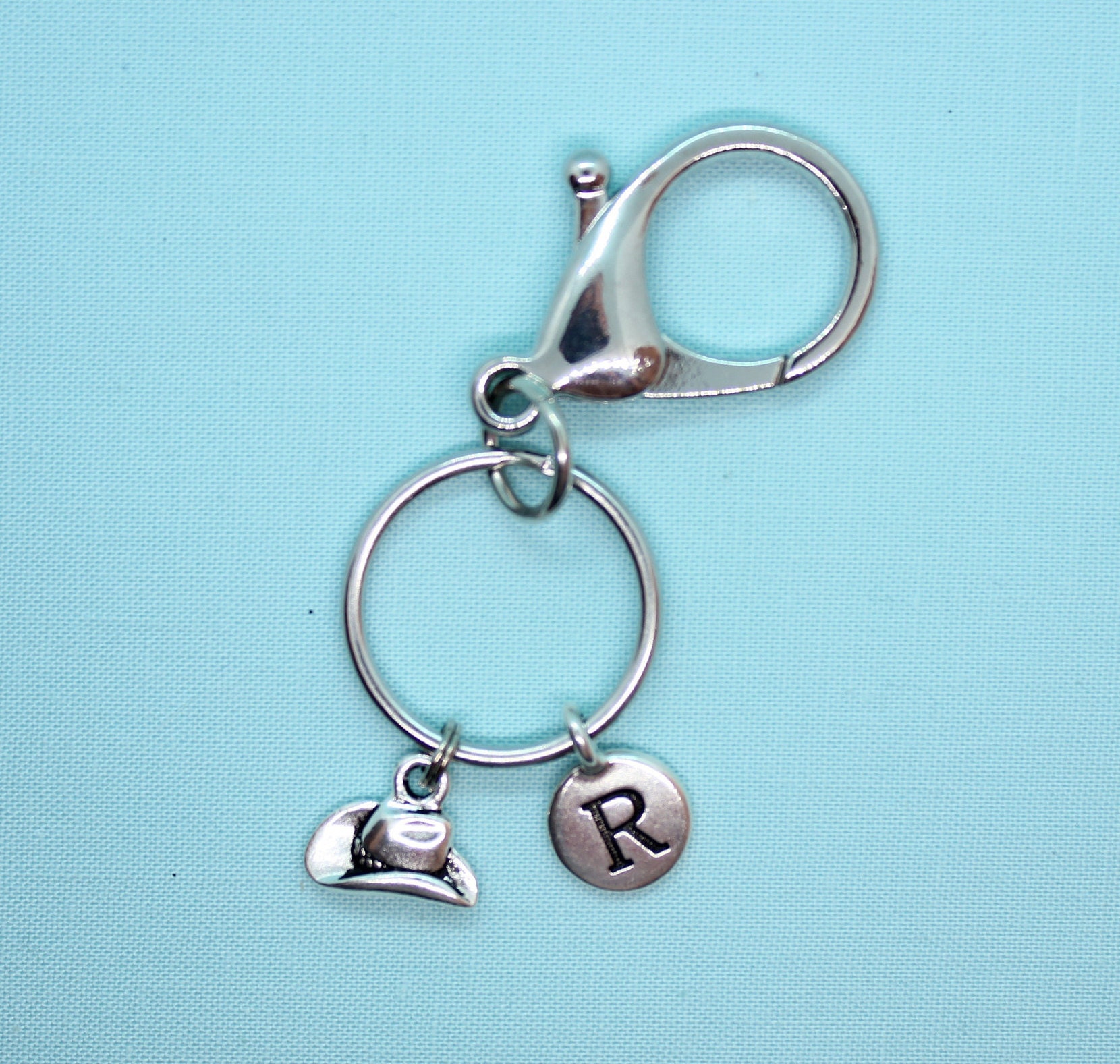 Cowboy Hat Keychain, Stainless Steel Western Keychain, Cowgirl keychain