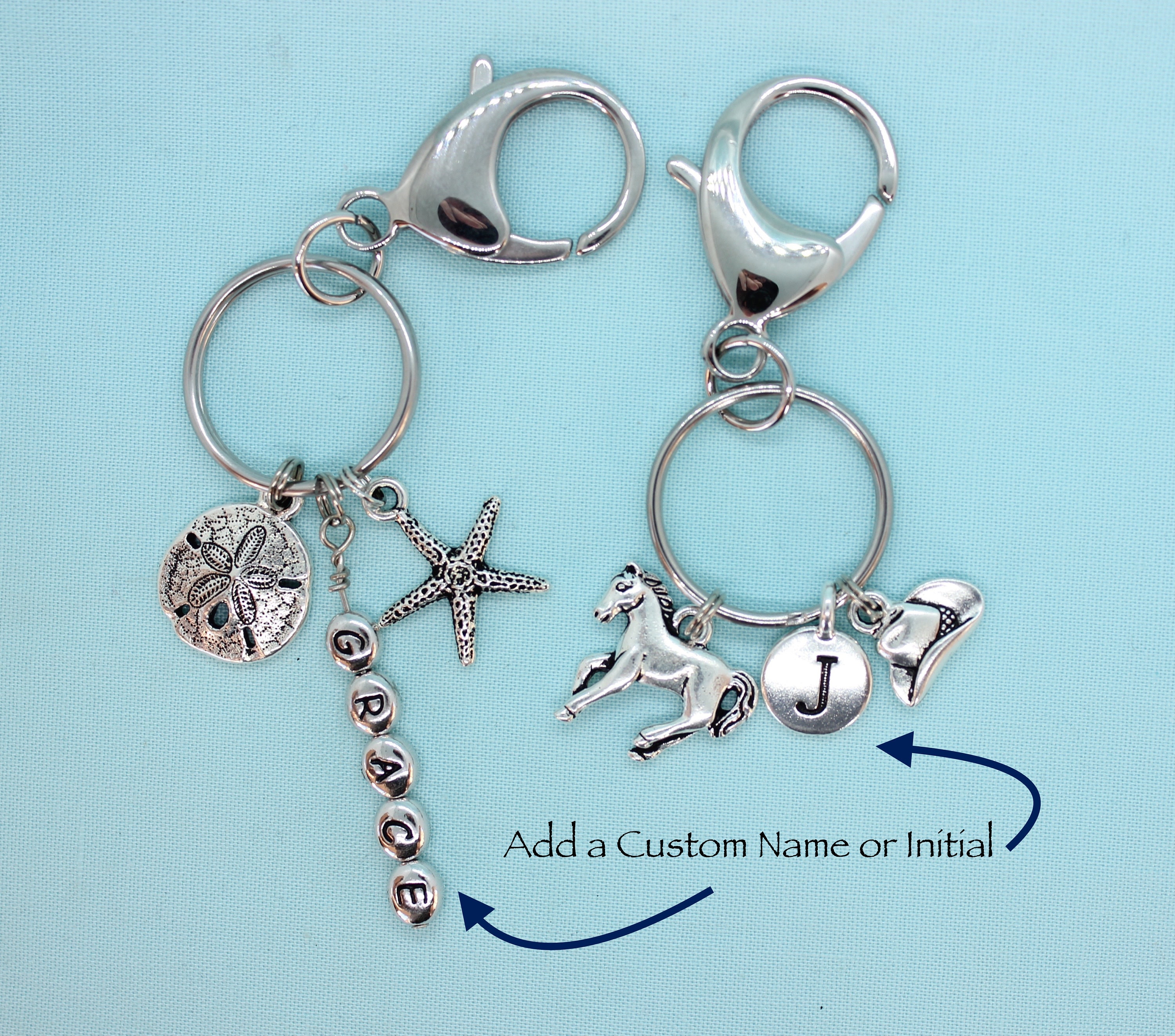 Build a Keychain, Stainless Steel Keychain, Personalized Keychain, Silver Charms, Custom Charms