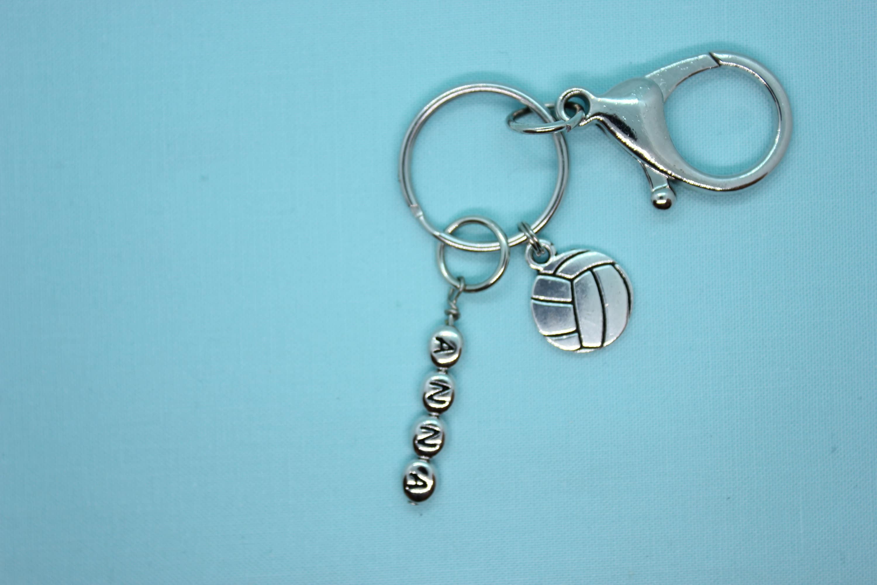 Volleyball Keychain, Stainless Steel Keychain, Volleyball Charm