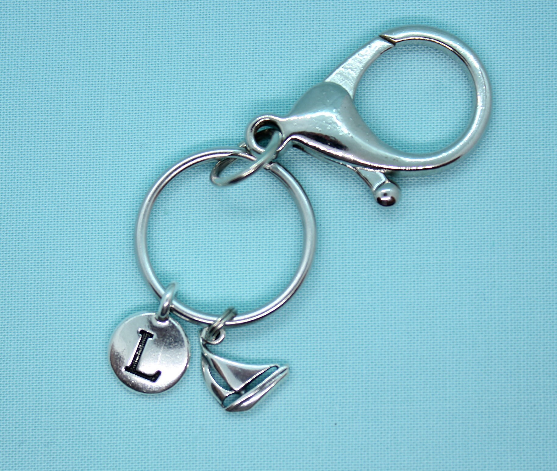 Sailboat Keychain Personalized, Nautical Keychain, Sailboat Silver