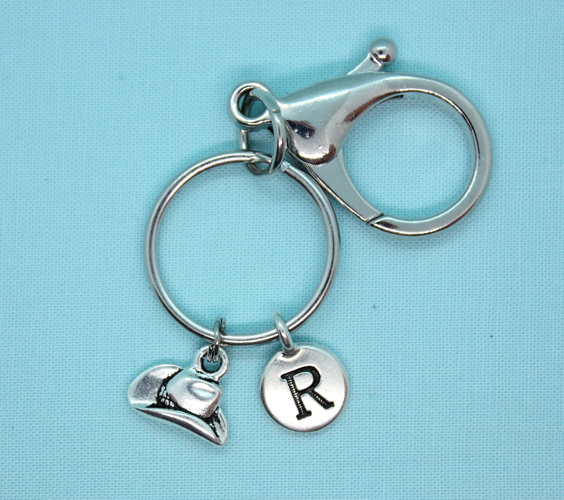 Cowboy Hat Keychain, Stainless Steel Western Keychain, Cowgirl keychain