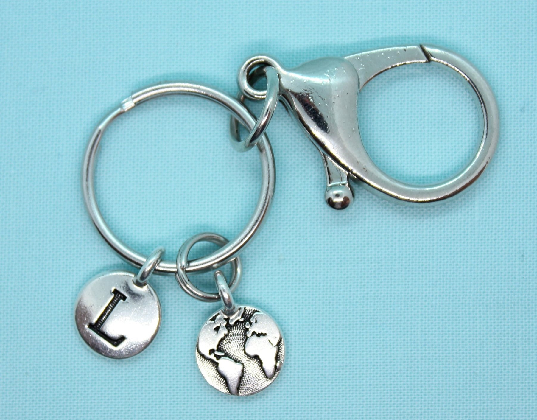 World Keychain Personalized, World Peace Keychain, World Silver Charm