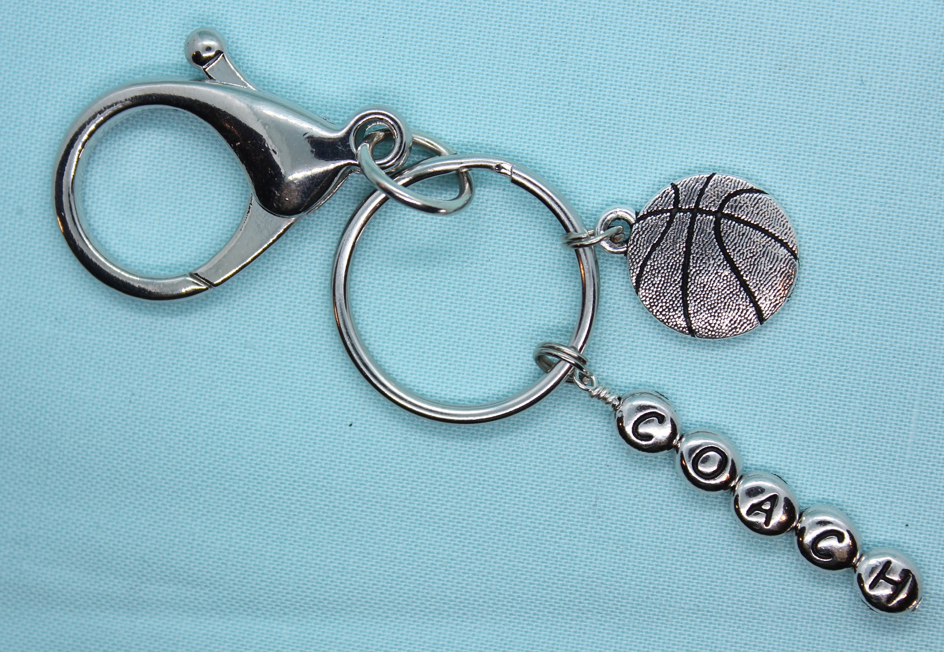 Basketball Keychain Personalized, Stainless Steel Key Ring, Basketball