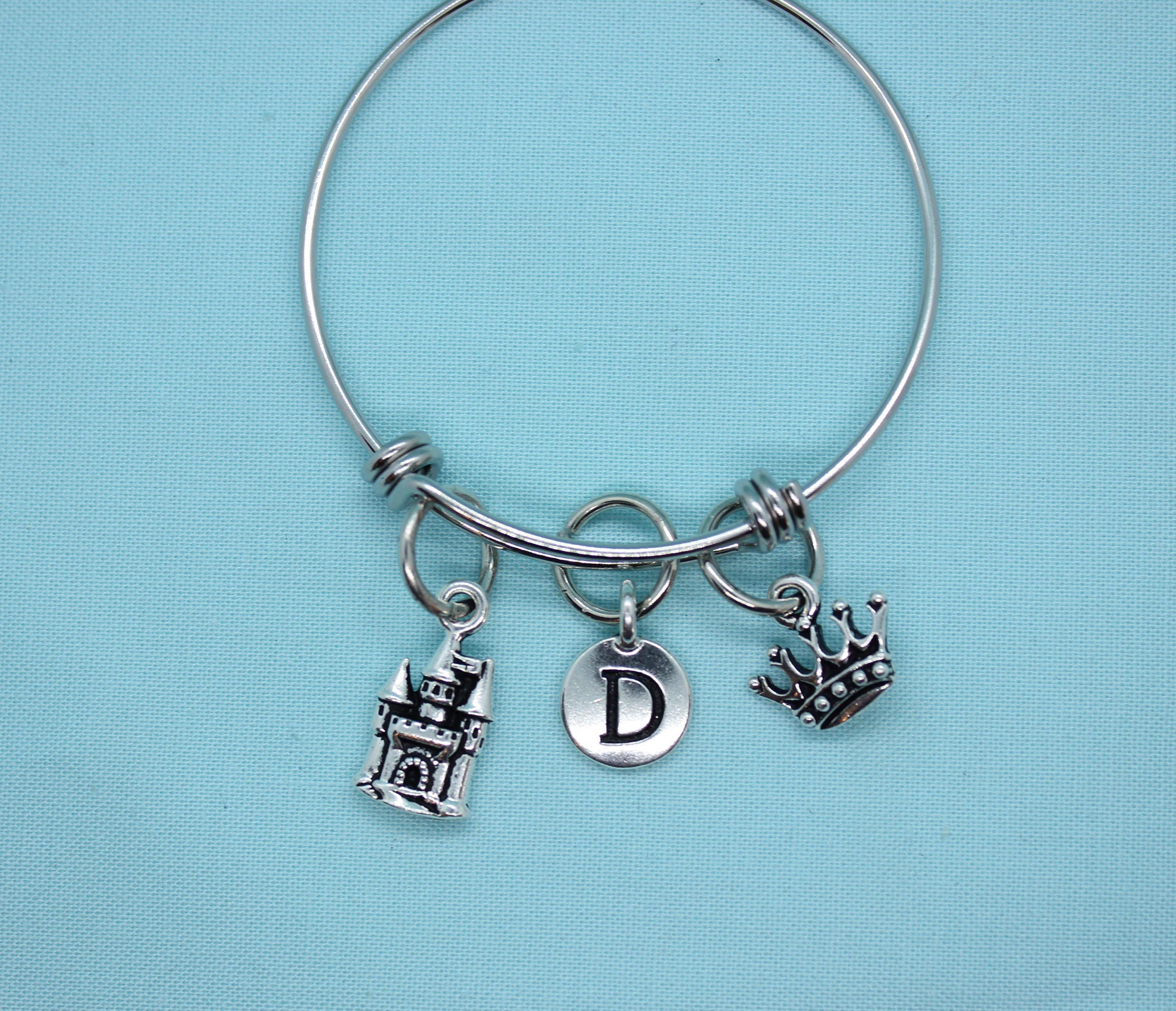 Princess Charm Bracelet, Princess Bangle Bracelet, Princess Castle