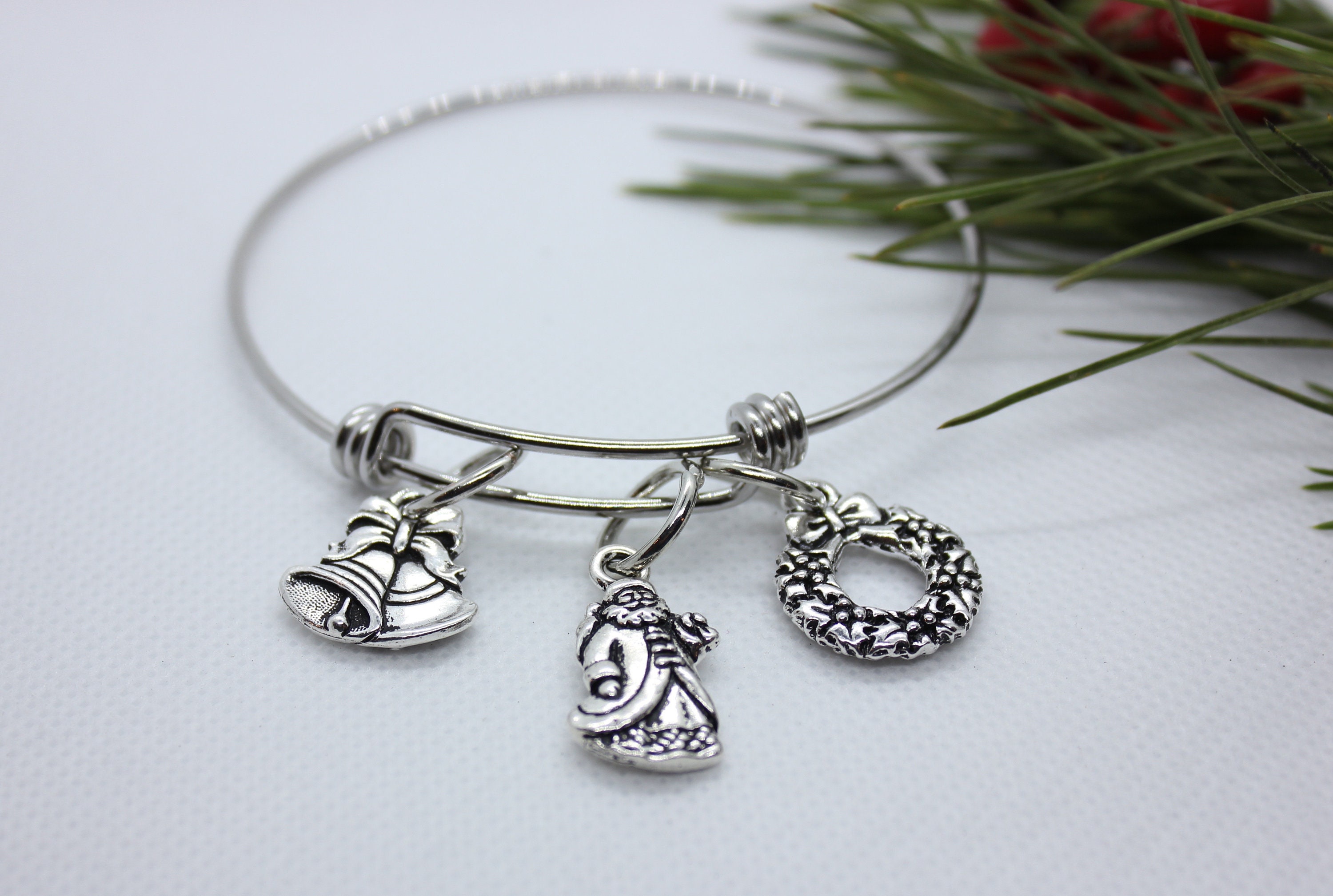 Christmas Charm Bracelet, Christmas Bangle Bracelet, Build a Bracelet, Christmas Jewelry