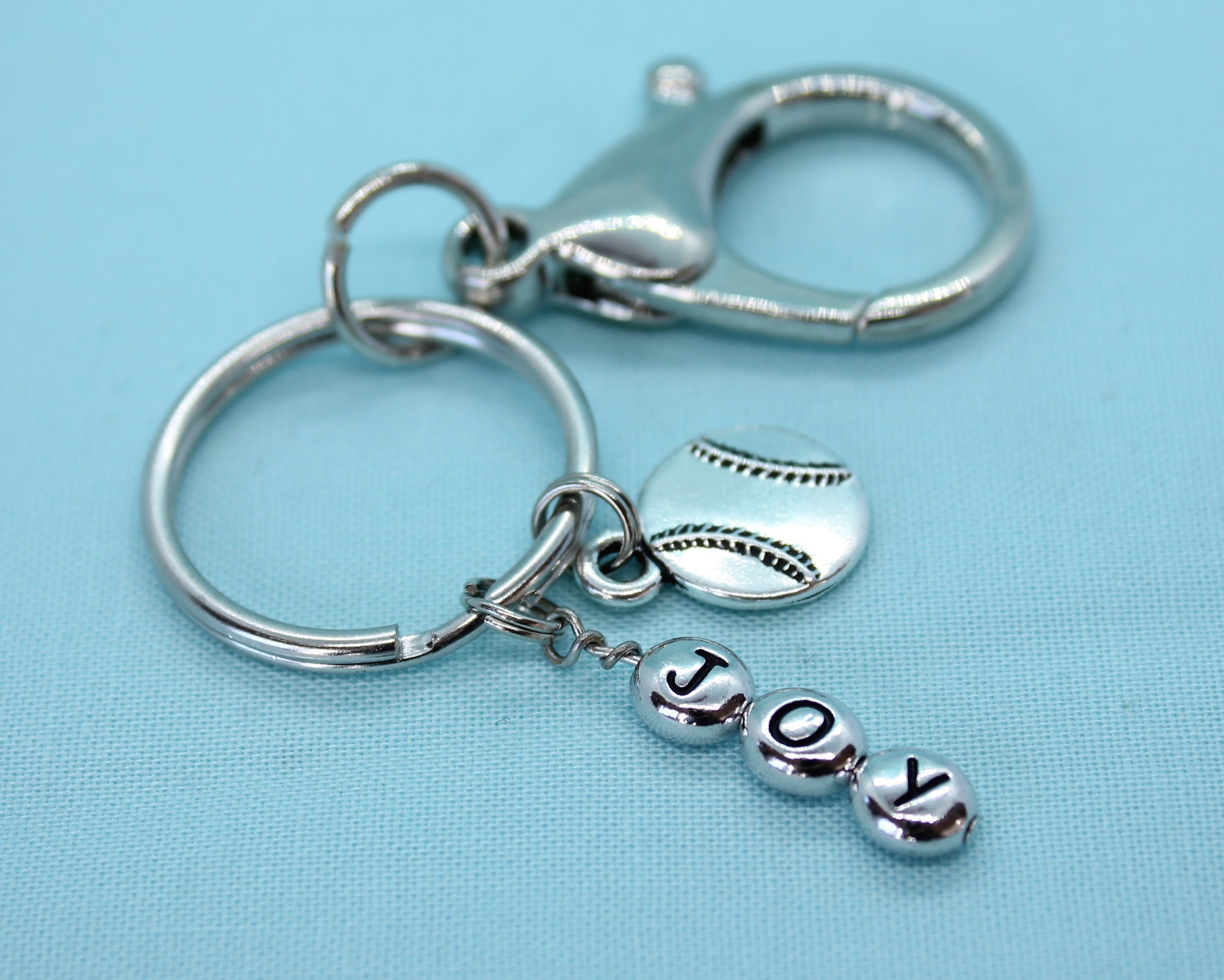 Softball Keychain Personalized, Softball Key Ring, Stainless Steel