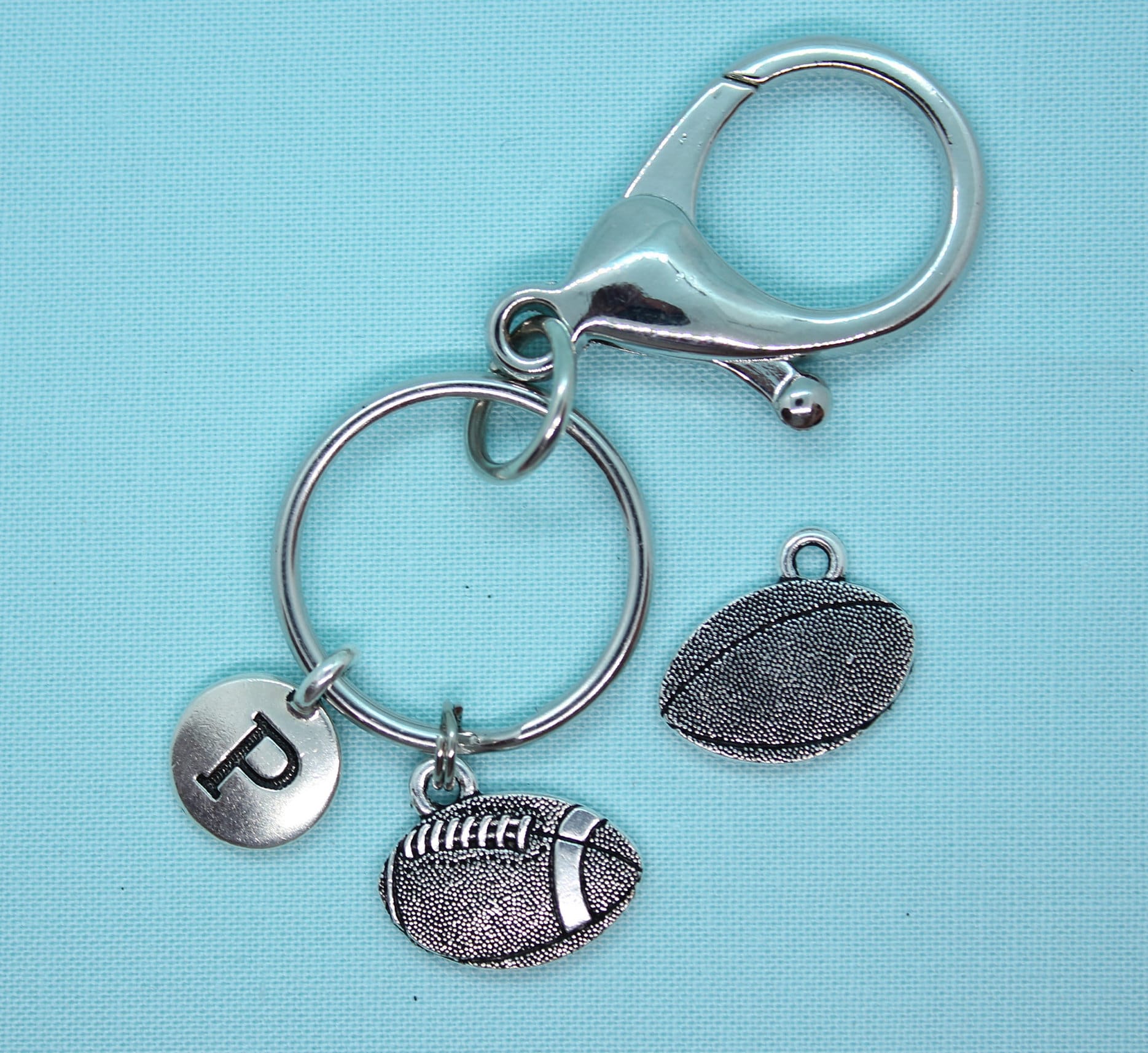 Football Keychain, Stainless Steel Football Keychain, Football Lover