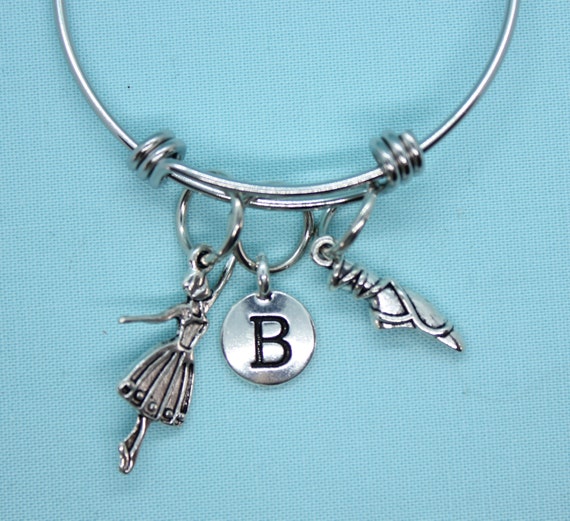 Ballerina Charm Bracelet, Ballerina Bangle Bracelet, Ballerina Jewelry, Dancer Charm, Ballerina Charms, Dancer Charm Bracelet, Initial, girl