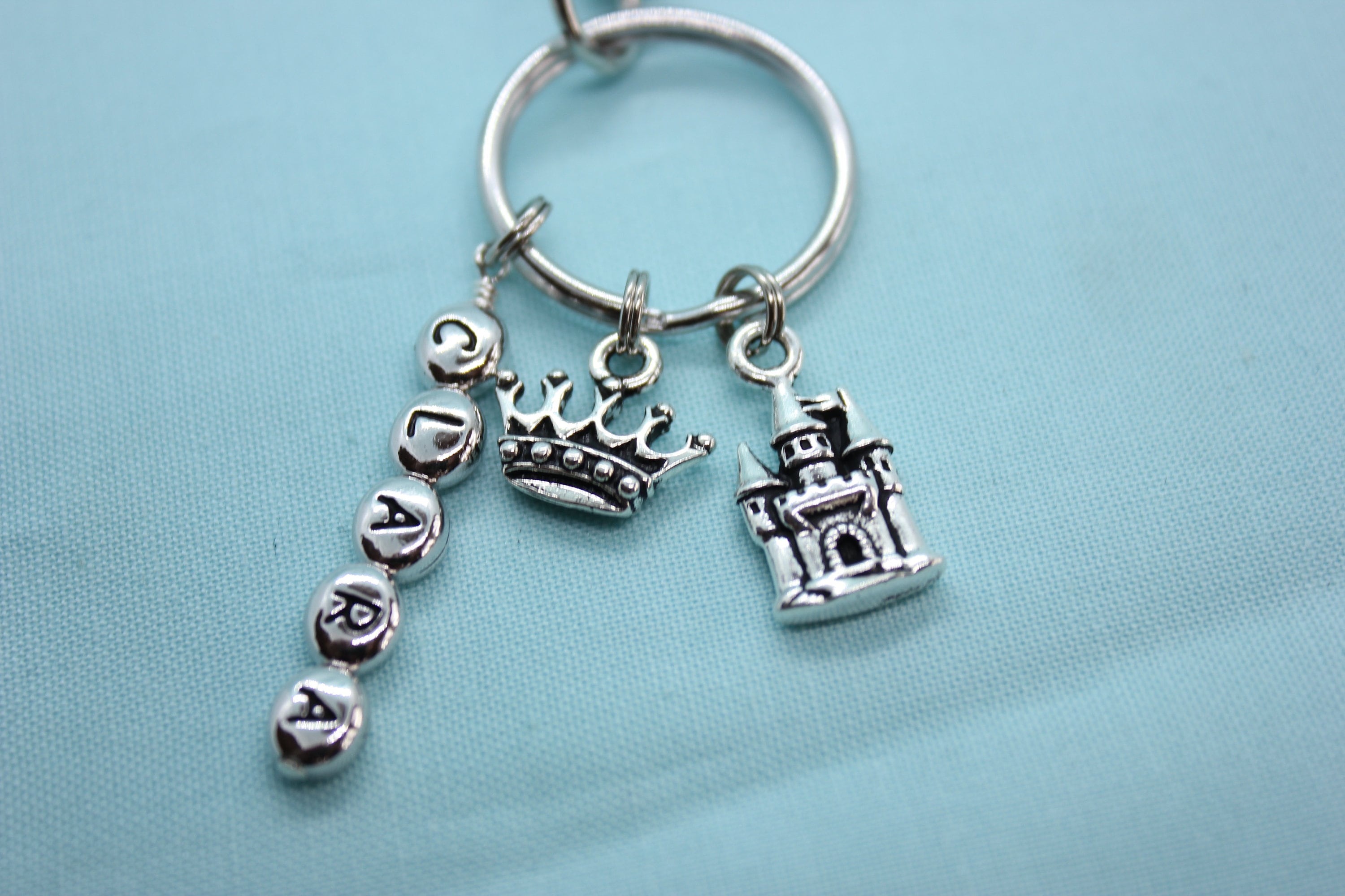 Princess Keychain, Castle Keychain, Stainless Steel Keychain, Key Ring Personalized, Princess