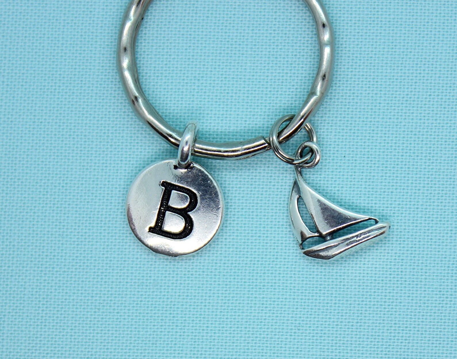Sailboat Keychain Personalized, Nautical Keychain, Sailboat Silver