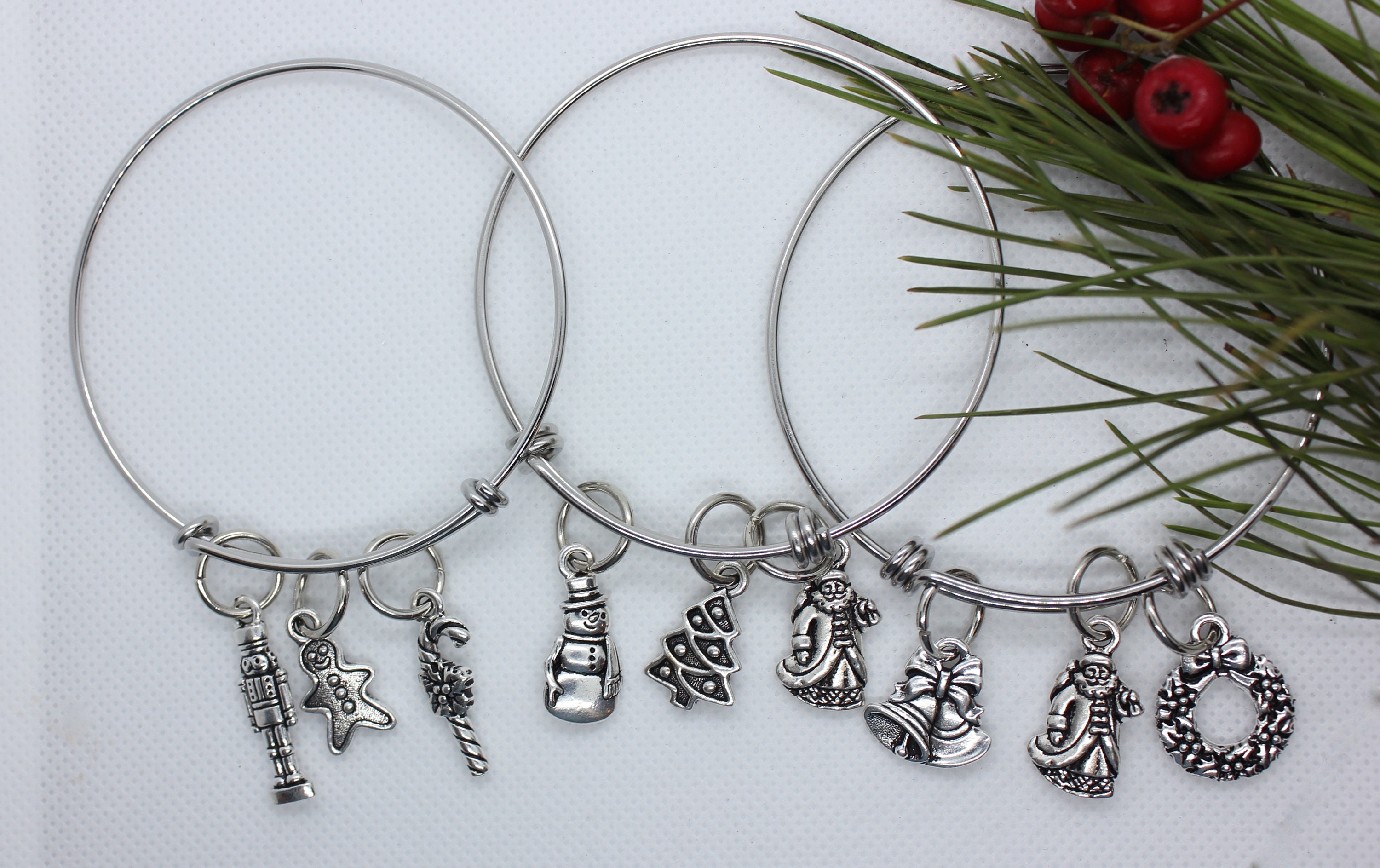 Nutcracker Bracelet, Christmas Charm Bracelet, Christmas Bangle