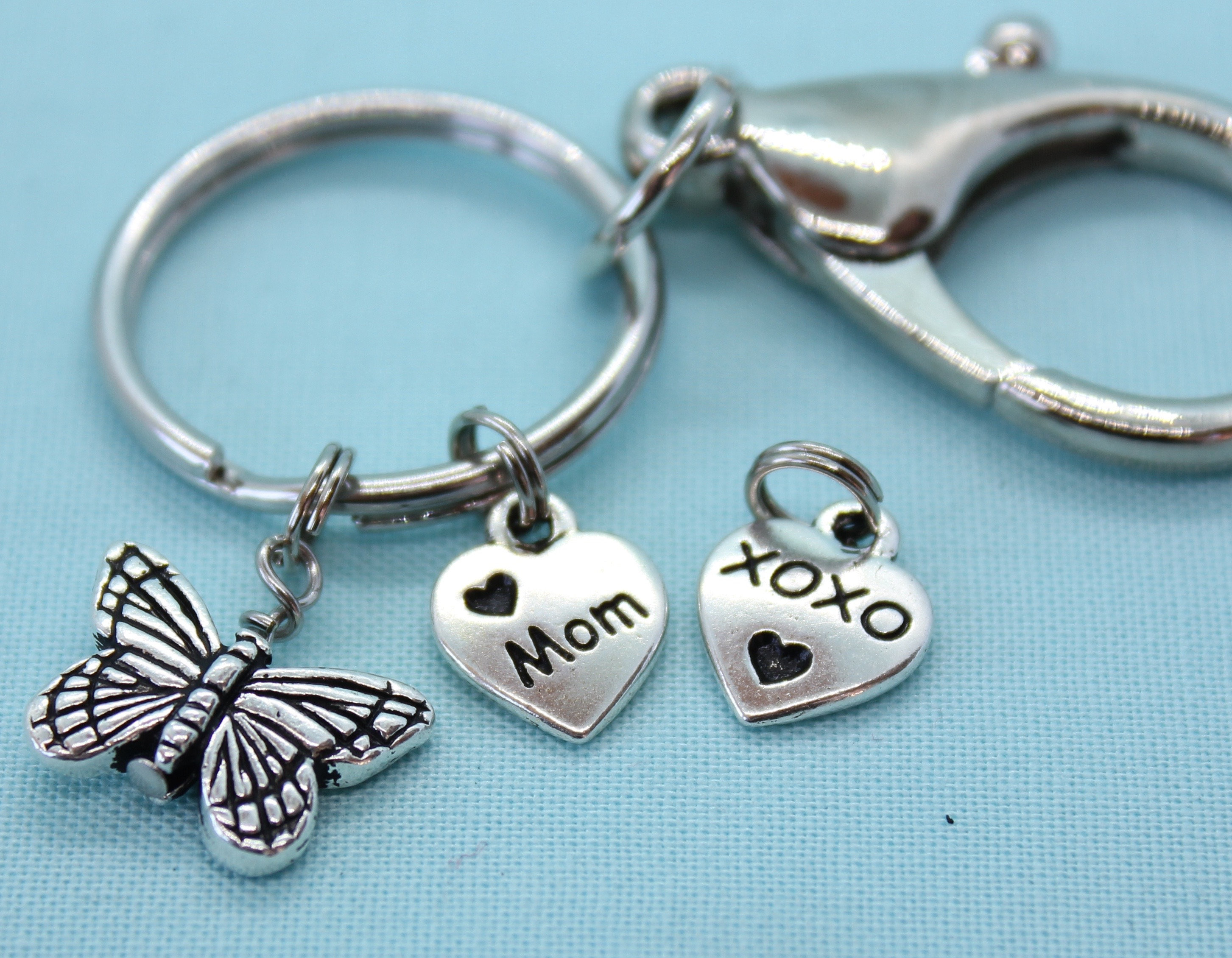 Custom Keychain for Mom, Mother's Day Gift, Heart Charm, Gift for Mom