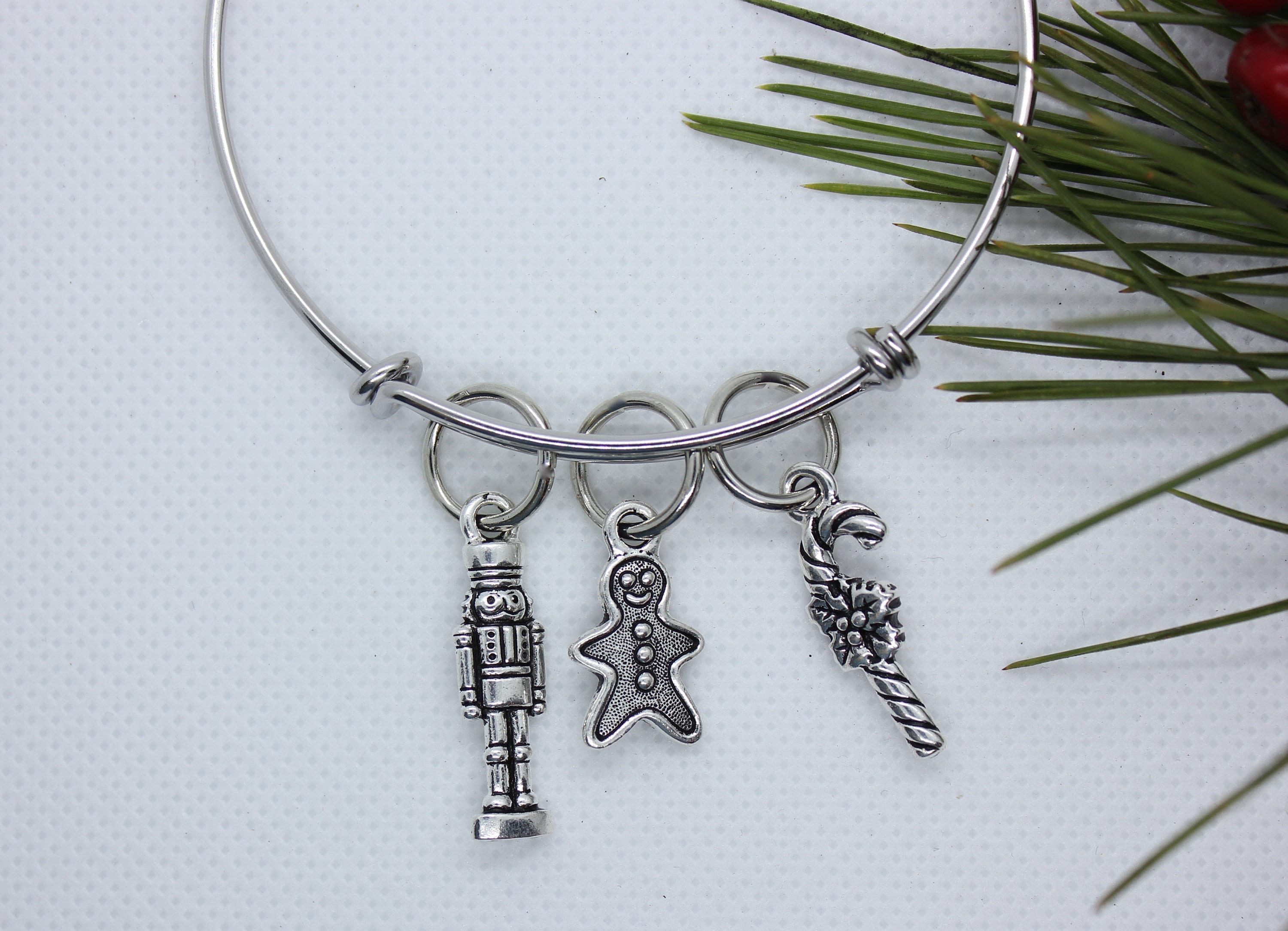 Christmas Charm Bracelet, Christmas Bangle Bracelet, Build a Bracelet, Christmas Jewelry