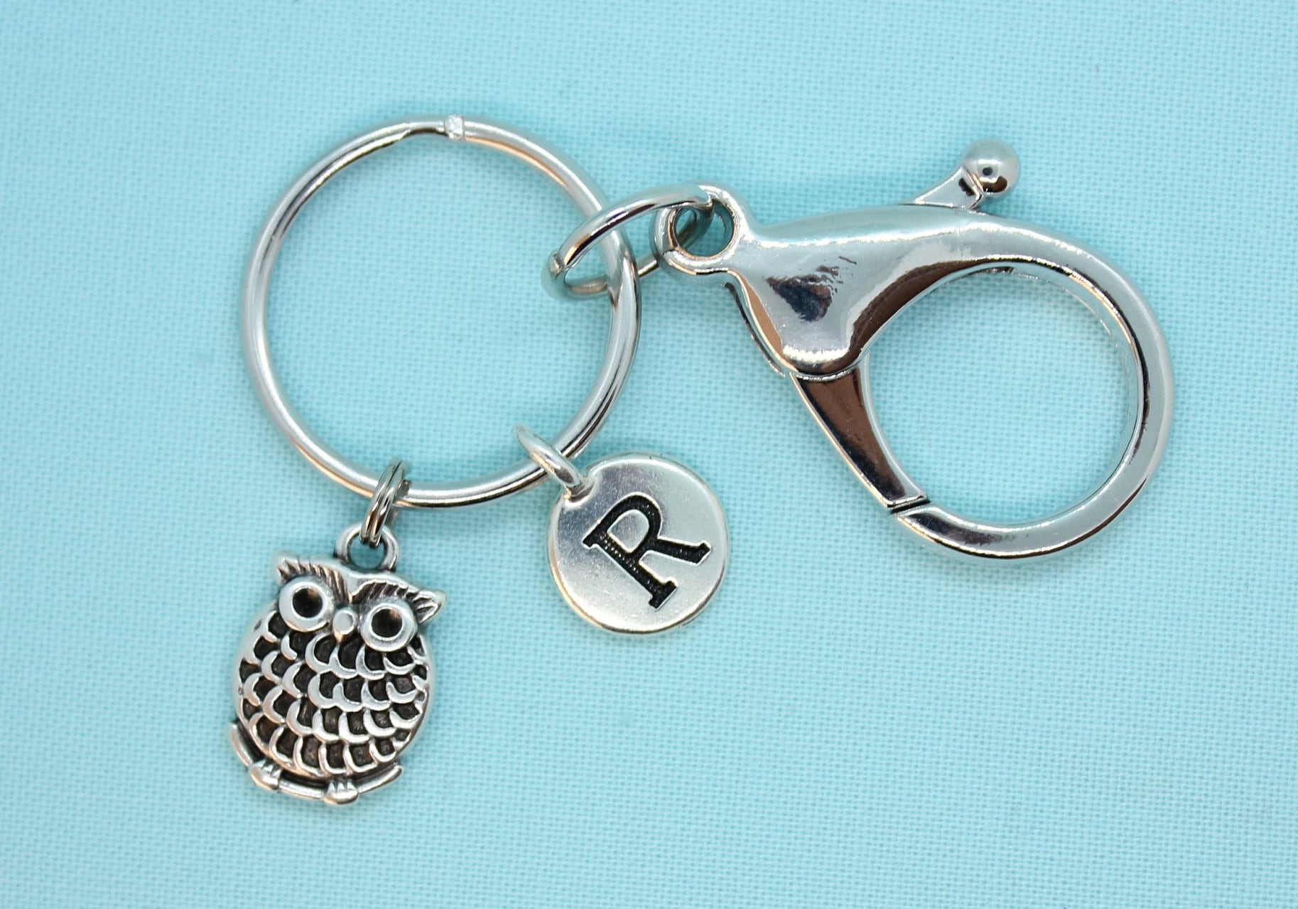 Owl Keychain, Owl KeyRing Custom, Owl Lover Gift, Owl Backpack Tag