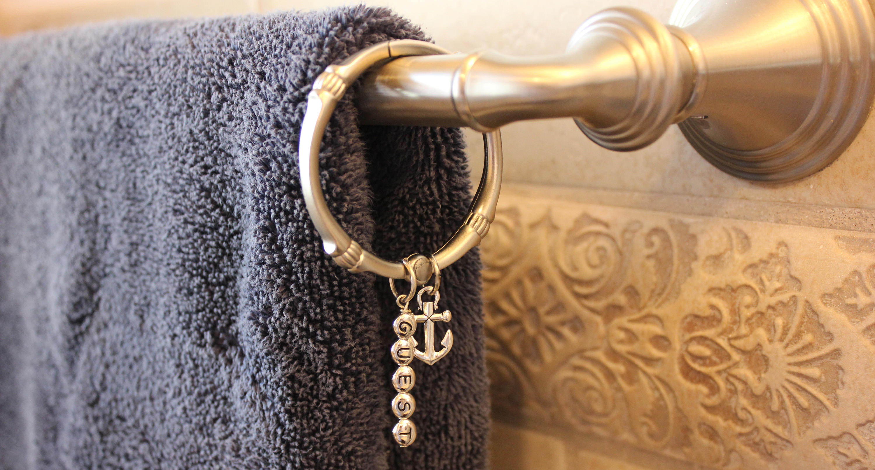 Anchor Towel Identifier, Anchor Towel Organizer, Nautical Bathroom