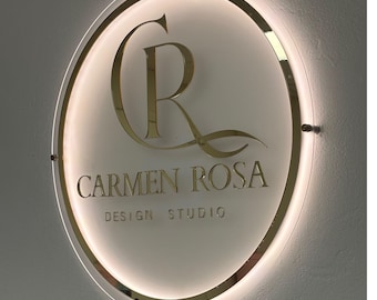 Custom Backlit 3D Acrylic Business Logo Sign: Salon & Studio Decor